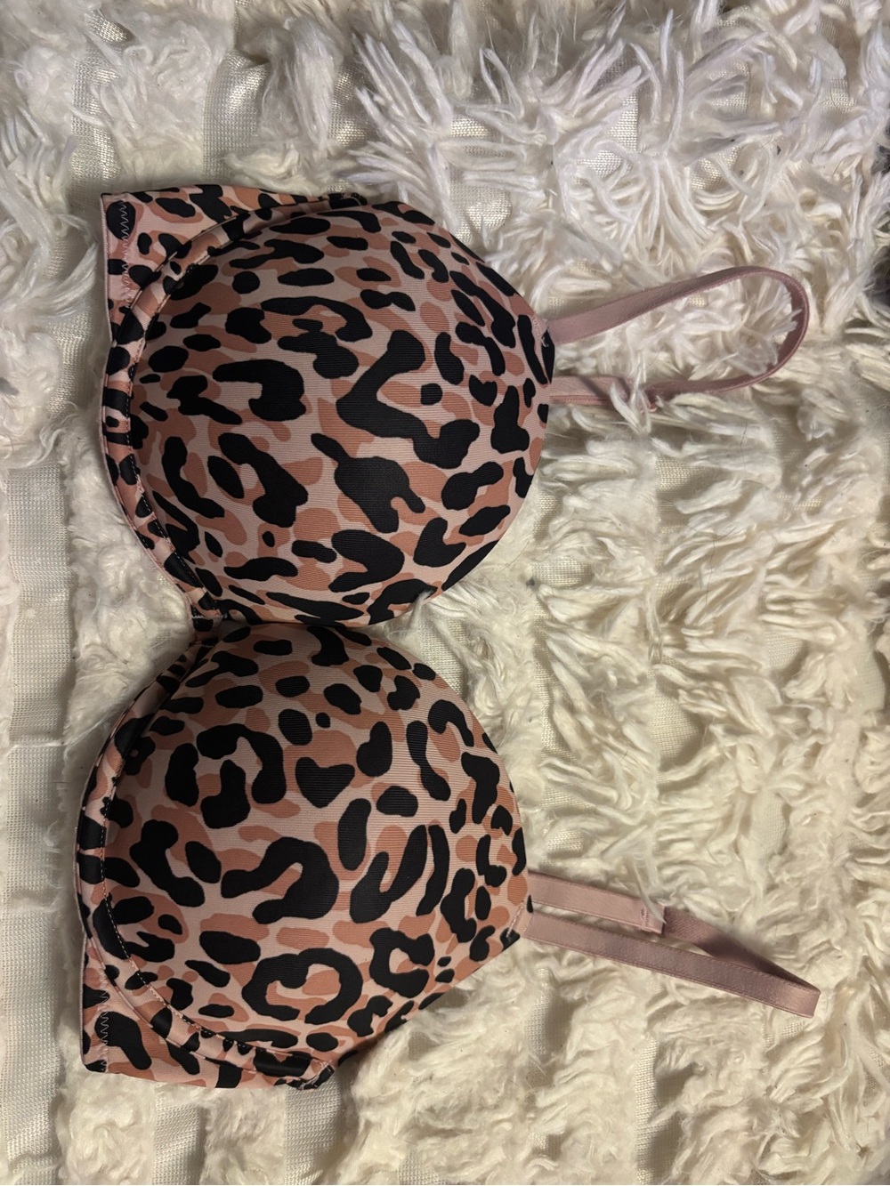 PINK Victoria's Secret Leopard Print Padded Bra - Blush Pink & Black